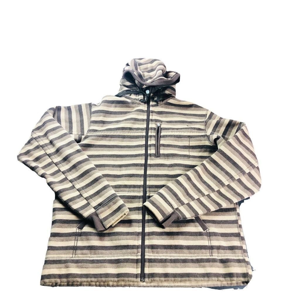8874 Lululemon Men's Size Large Coast Hoodie Jacket Striped Brown Full Zip